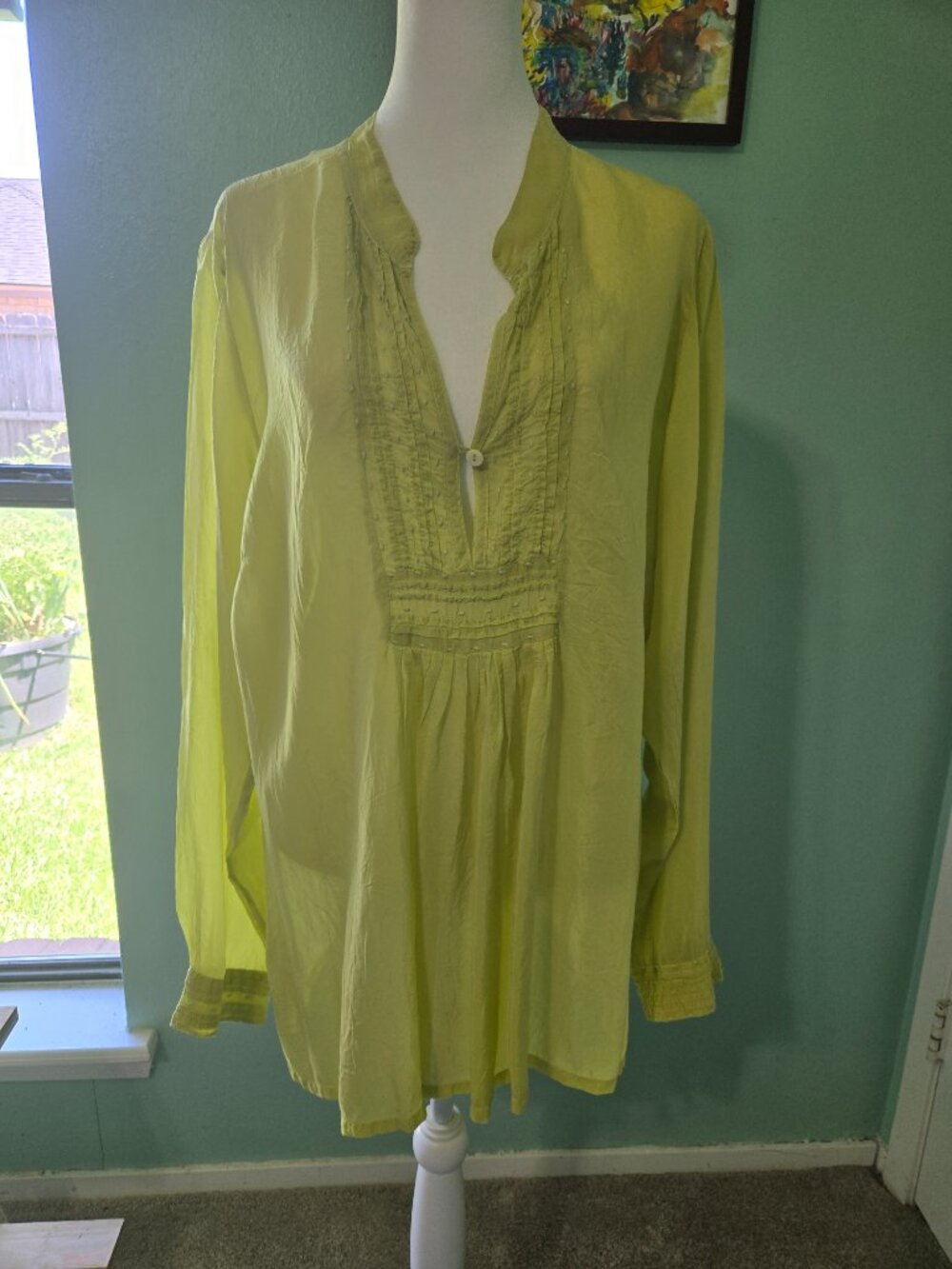 Johnny Was Lemon Yellow Tunic. Size L